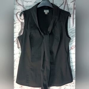 Worthington stretch Blk Sleeveless front tie Top L